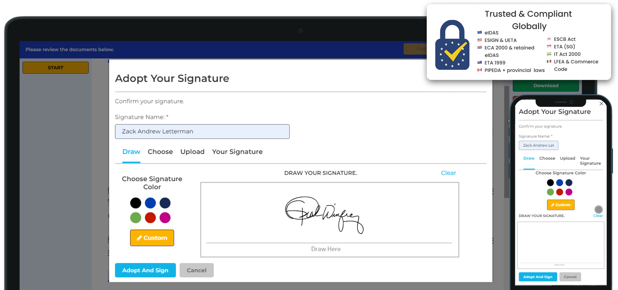 WeSign electronic signature platform dashboard and interface